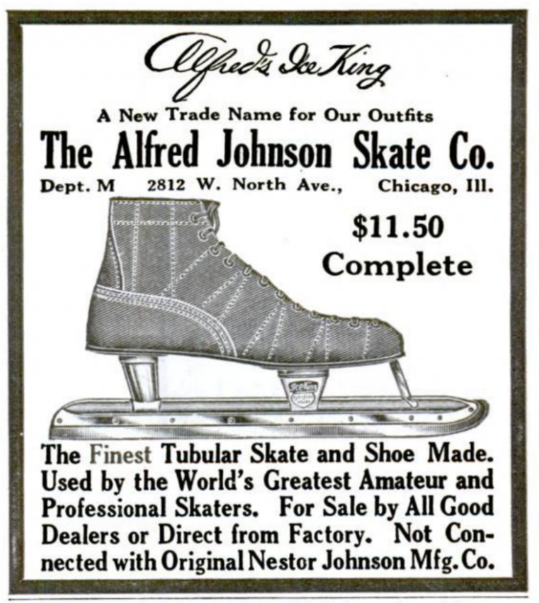 Annonse for Alfred Johnson-skøyter